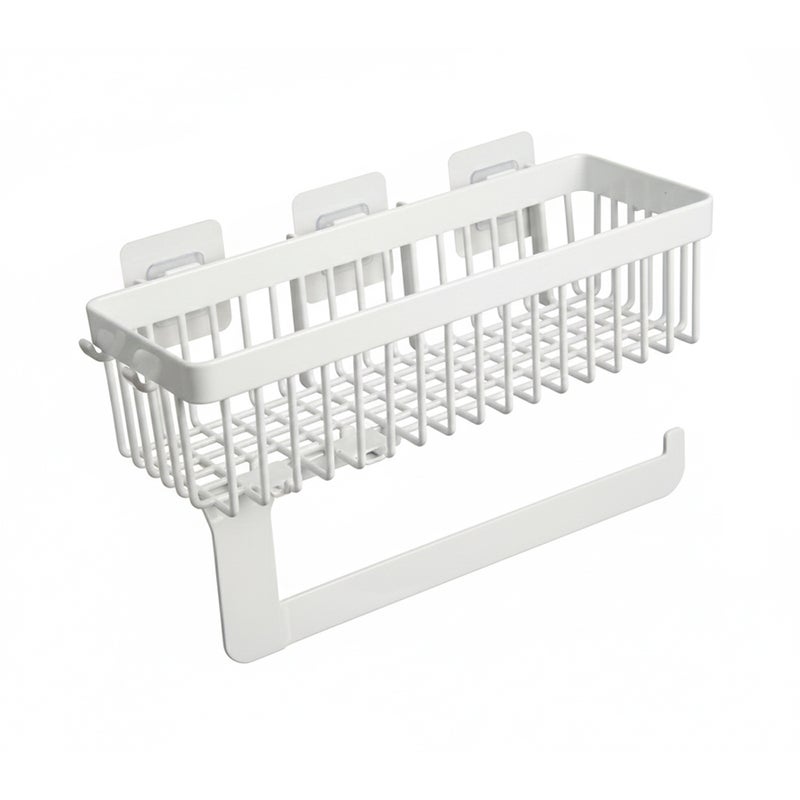 Herevin Polypropylene Shelf with Paper Towel Holder – Black/White (Assorted) | Wall Mounted Kitchen Shelf | Multi-Purpose Storage Rack for Kitchen & Bathroom - Image 2